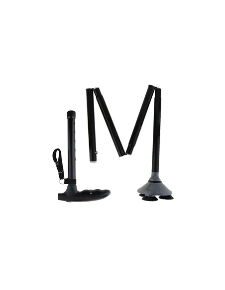 BASTONE CON VENTOSE E LUCE LED - NERO