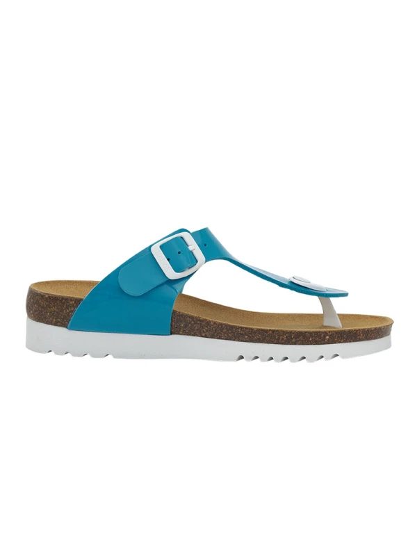 SCHOLL - SANDALI BOA VISTA IN VERNICE - AZZURRO/CORALLO