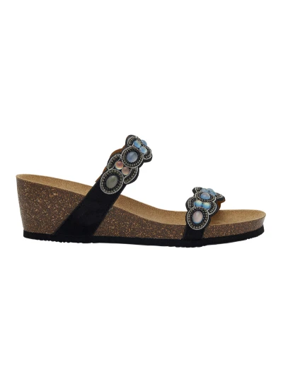 SCHOLL - SANDALI ORTIGIA IN MICROFIBRA CON STRASS NERO 2