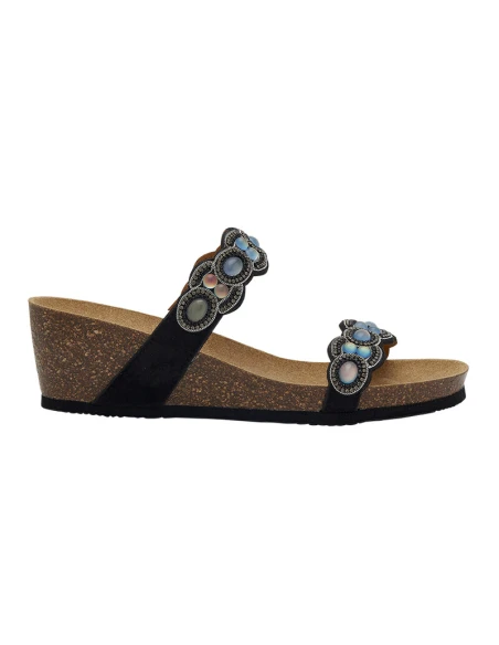 SCHOLL - SANDALI ORTIGIA IN MICROFIBRA CON STRASS NERO