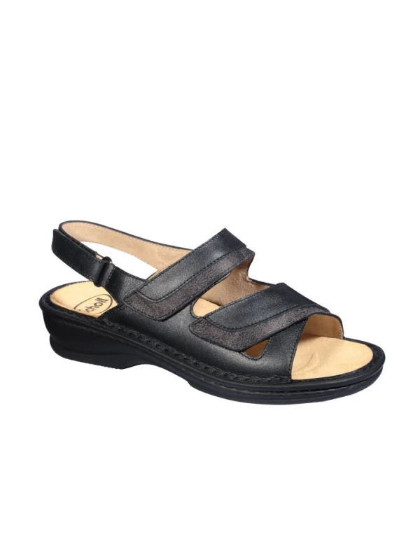 SCHOLL - SANDALI GIOVANNA IN PELLE NERA CON STRAPPI - TAGLIA 41