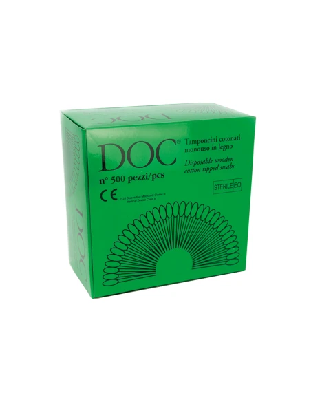 DOC TAMPONCINI COTONATI STERILI MONOUSO - SUPPORTO IN LEGNO 500PZ.