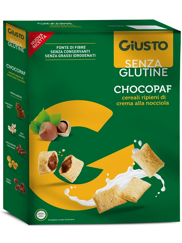 GIUSTO CHOCOPAF CEREALI RIPIENI ALLA NOCCIOLA 300G - SENZA GLUTINE