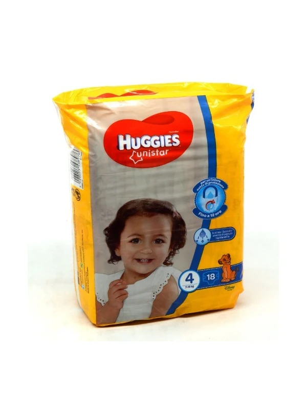 HUGGIES UNISTAR PANNOLINI TAGLIA 4 - 7/18KG - 18PZ