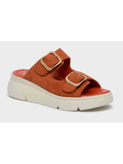 SCHOLL SANDALI BALI BUCKLE SCAMOSCIATI - COLORE MATTONE
