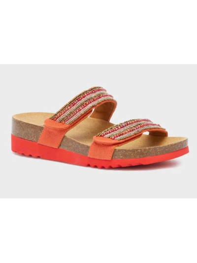 SCHOLL SANDALI ZAFIRAH - COLORE CORALLO CON PERLINE