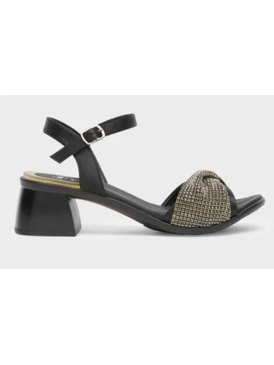 SCHOLL SANDALI CON TACCO VULCANO - NERO CON STRASS 2