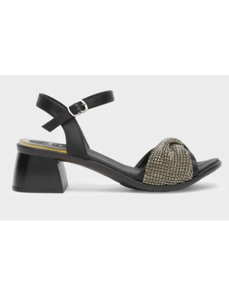 SCHOLL SANDALI CON TACCO VULCANO - NERO CON STRASS