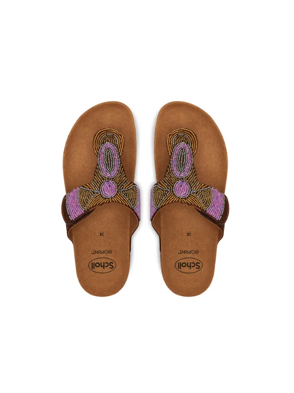SCHOLL SANDALI TANISHA IN SATIN - MARRONI CON PERLINE