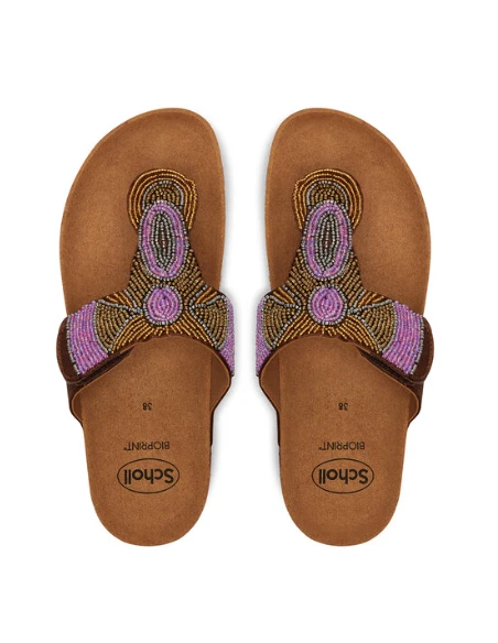 SCHOLL SANDALI TANISHA IN SATIN - MARRONI CON PERLINE