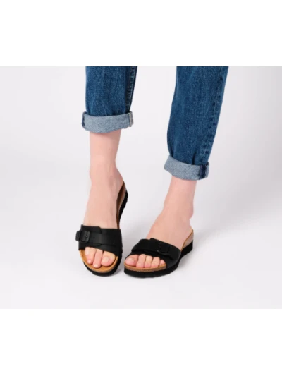 SCHOLL - SANDALI GINNI IN SIMILPELLE NERO