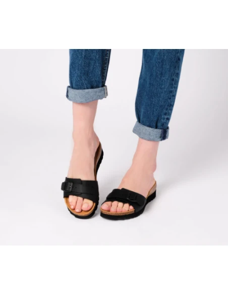 SCHOLL - SANDALI GINNI IN SIMILPELLE NERO