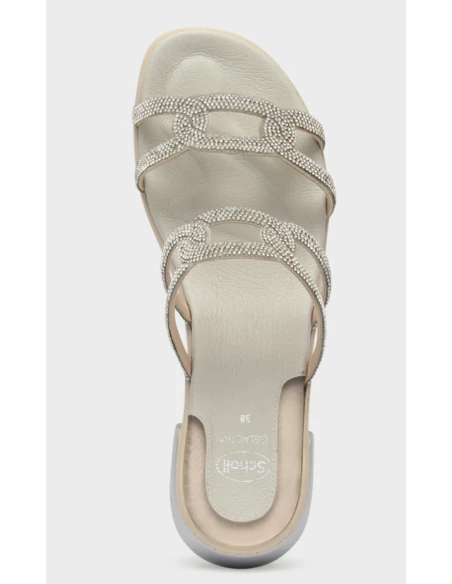 LIPARI SANDALI CON TACCO - MICROFIBRA E STRASS ARGENTO