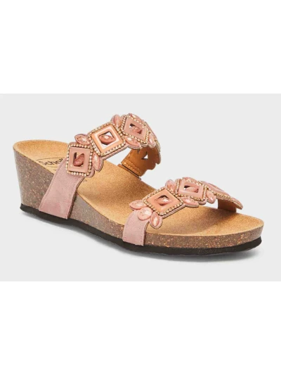 SCHOLL SANDALI SANREMO - MICROFIBRA E PIETRE ROSA