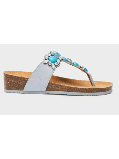 SCHOLL SANDALI PALAU FLIPFLOP - AZZURRO CON PIETRE 2