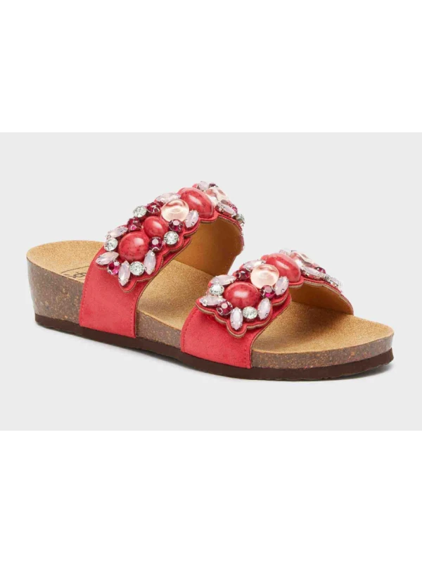 SCHOLL SANDALI PALAU 2 STRAPPI - ROSSO CON PIETRE