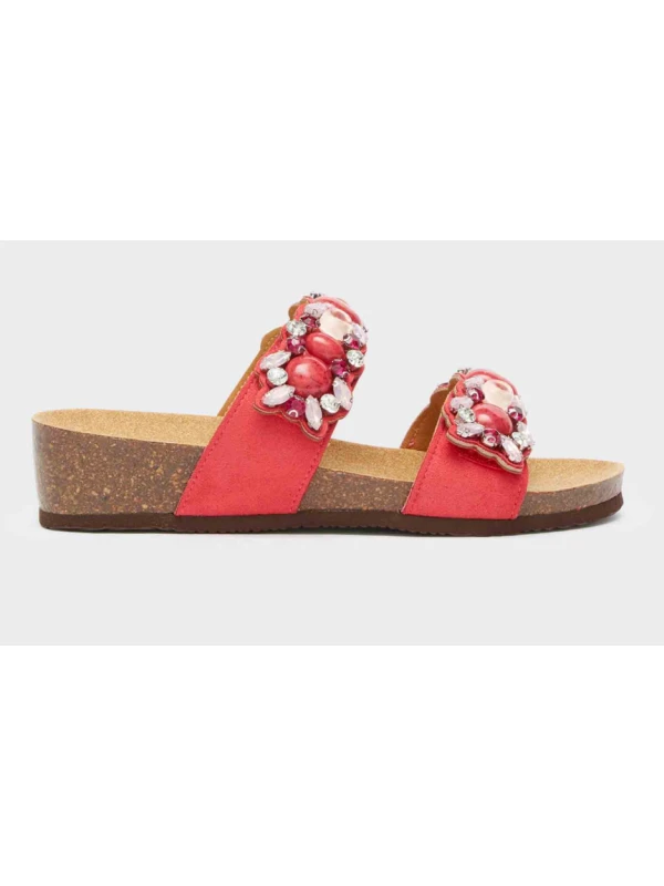 SCHOLL SANDALI PALAU 2 STRAPPI - ROSSO CON PIETRE