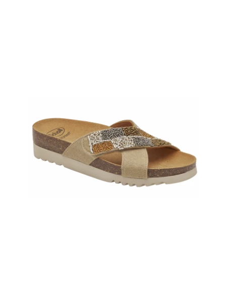SCHOLL SANDALI LA SERENA CON STRAPPO - BEIGE CON PERLINE