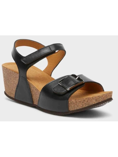 SCHOLL RAVELLO SANDALI CON ZEPPA - SIMILPELLE NERA