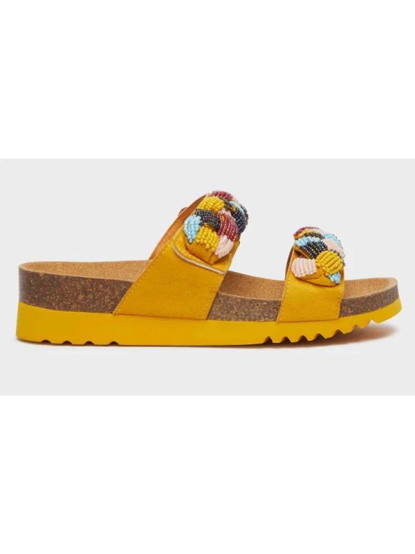 SCHOLL SANDALI NICE IN MICROFIBRA CON PERLINE -...