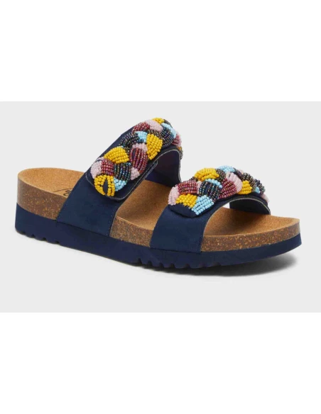 SCHOLL SANDALI NICE IN MICROFIBRA CON PERLINE - GIALLO/BLU