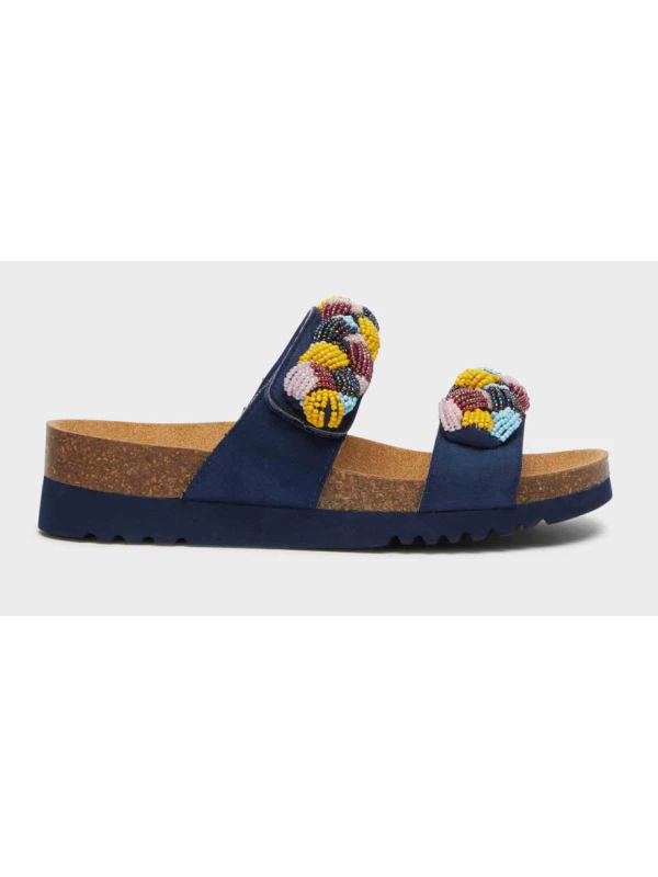 SCHOLL SANDALI NICE IN MICROFIBRA CON PERLINE -...