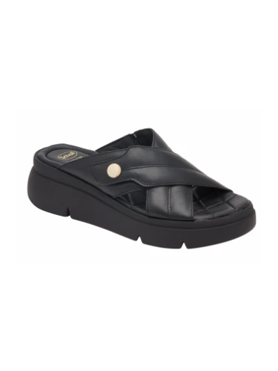 SCHOLL SANDALI BALI CROSS CON STRAPPO - PELLE NERA