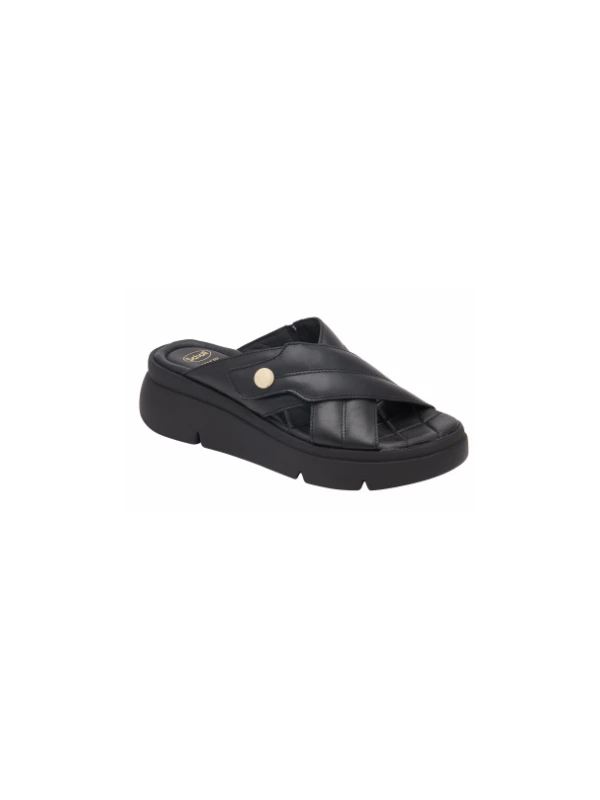 SCHOLL SANDALI BALI CROSS CON STRAPPO - PELLE NERA
