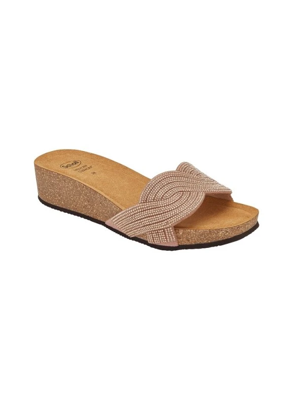 SCHOLL SANDALI VEGAS - IN MICROFIBRA CON STRASS ORO ROSA