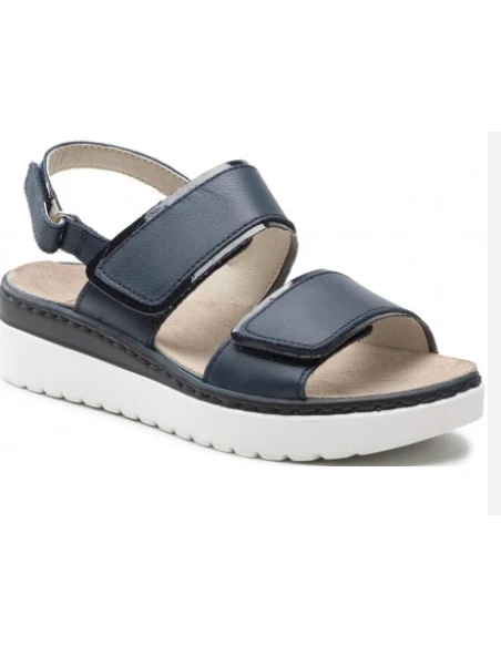 SCHOLL SANDALI VIAREGGIO IN PELLE - BLU/BIANCO