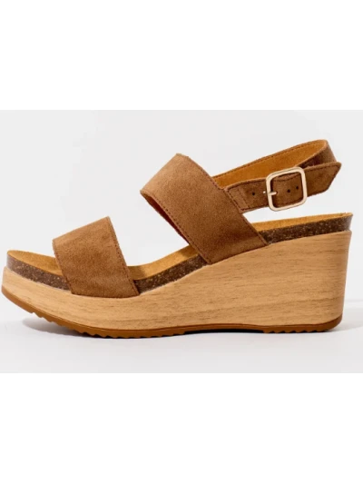 SCHOLL SANDALI CON ZEPPA ZANTE IN SUEDE MARRONE