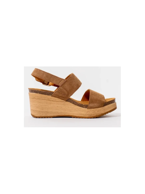 SCHOLL SANDALI CON ZEPPA ZANTE IN SUEDE MARRONE