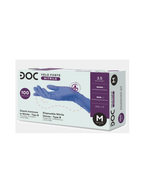 GUANTI IN NITRILE DOC ZERO VELO SENZA POLVERE - 100PZ