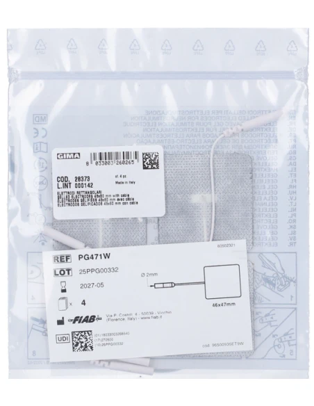 ELETTRODI RETTANGOLARI PREGELLATI MONOUSO CON CAVO 4PZ