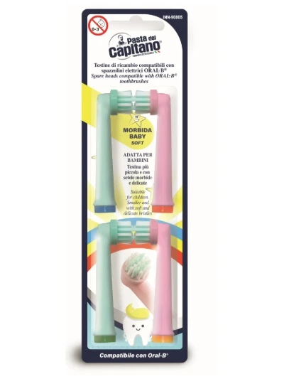 TESTINE DI RICAMBIO SPAZZOLINO ELETTRICO PER BAMBINI - 4PZ.