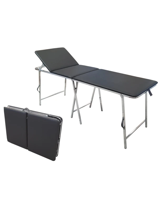 LETTINO A VALIGIA NERO IN ACCIAO CROMATO E...