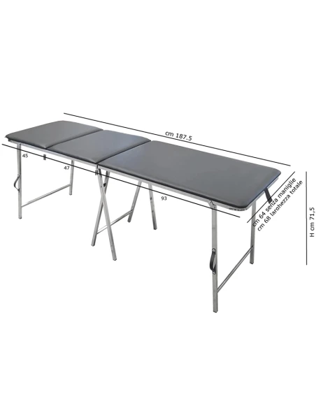 LETTINO A VALIGIA NERO IN ACCIAO CROMATO E GAMBE PIEGHEVOLI