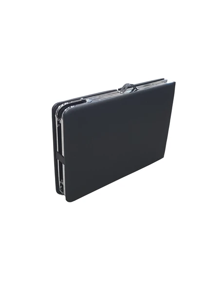 LETTINO A VALIGIA NERO IN ACCIAO CROMATO E GAMBE PIEGHEVOLI