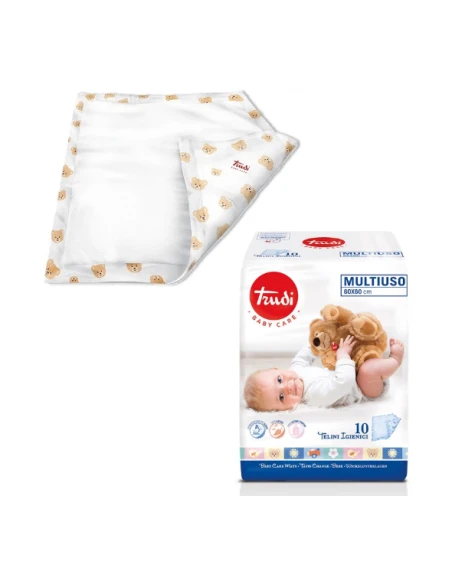 TRUDI BABY CARE TELINI IGIENICI MULTIUSO 60X60 - 10PZ.