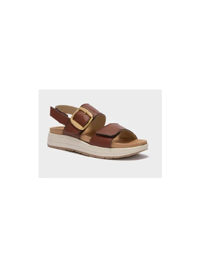 SCHOLL SANDALI SCILLA IN SIMILPELLE MARRONE CON CINTURINO