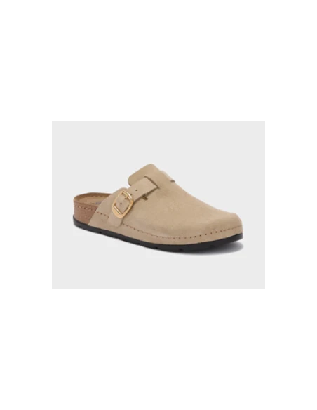 SCHOLL SCARPE BORA CLOG IN PELLE SCAMOSCIATA BEIGE