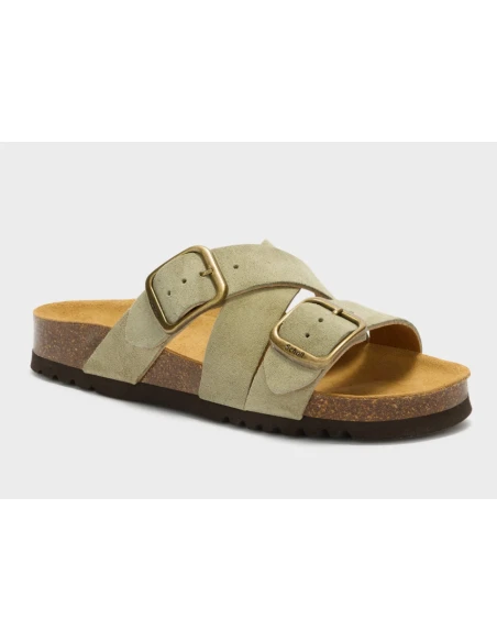 SCHOLL SANDALI SELENE IN PELLE SCAMOSCIATA VERDE SALVIA