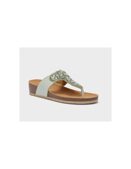 SCHOLL SANDALI SALENTO VERDE CHIARO CON PIETRE