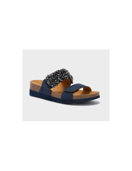 SCHOLL SANDALI SAHARA 2 STRAPPI BLU CON PIETRE