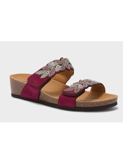 SCHOLL SANDALI OTRANTO 2 STRAPPI BORDEAUX CON PIETRE