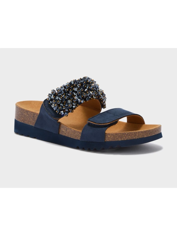 SCHOLL SANDALI SAHARA 2 STRAPPI BLU CON PIETRE