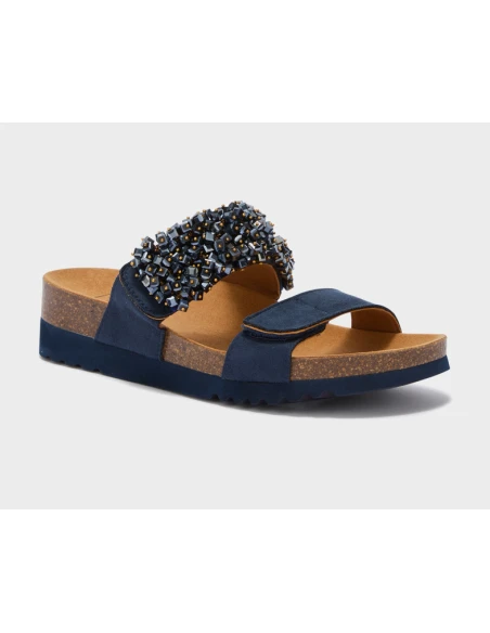 SCHOLL SANDALI SAHARA 2 STRAPPI BLU CON PIETRE