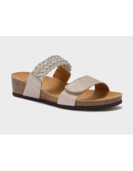 SCHOLL SANDALI OSTUNI 1 STRAPPo GRIGIO CHIARO CON STRASS