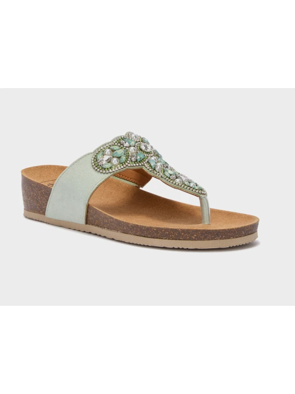 SCHOLL SANDALI SALENTO VERDE CHIARO CON PIETRE
