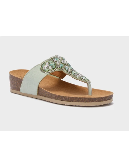 SCHOLL SANDALI SALENTO VERDE CHIARO CON PIETRE